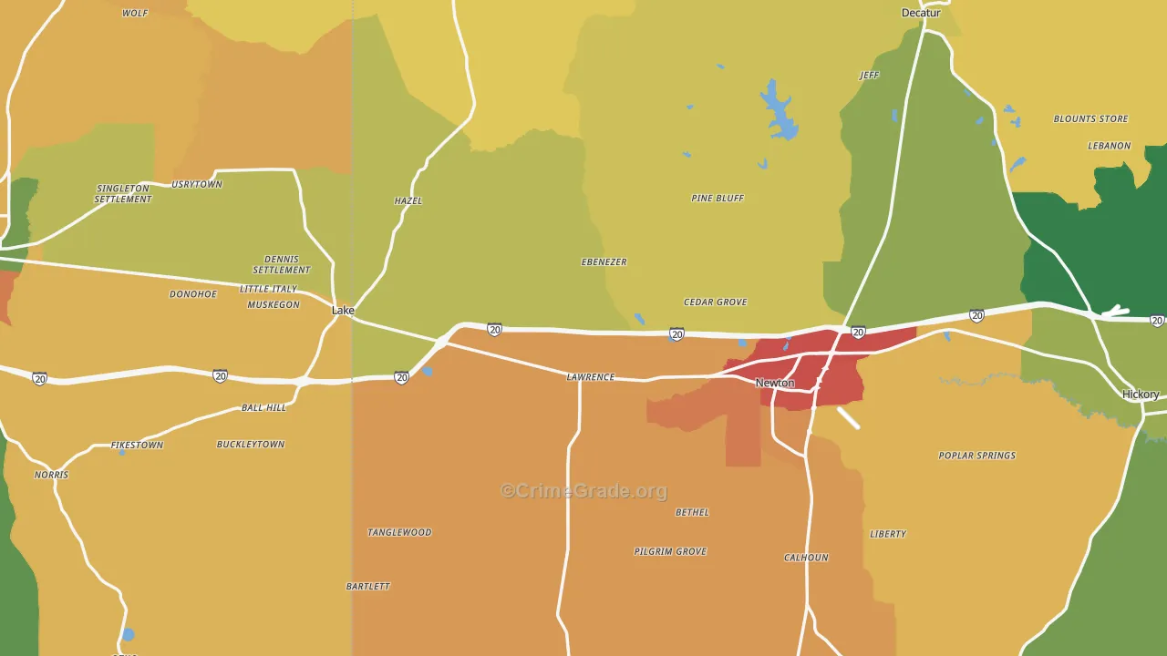 Lawrence, MS Map of Assault Rates