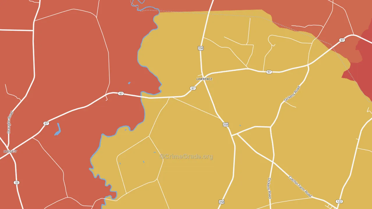 Lawrence, NC Map of Assault Rates