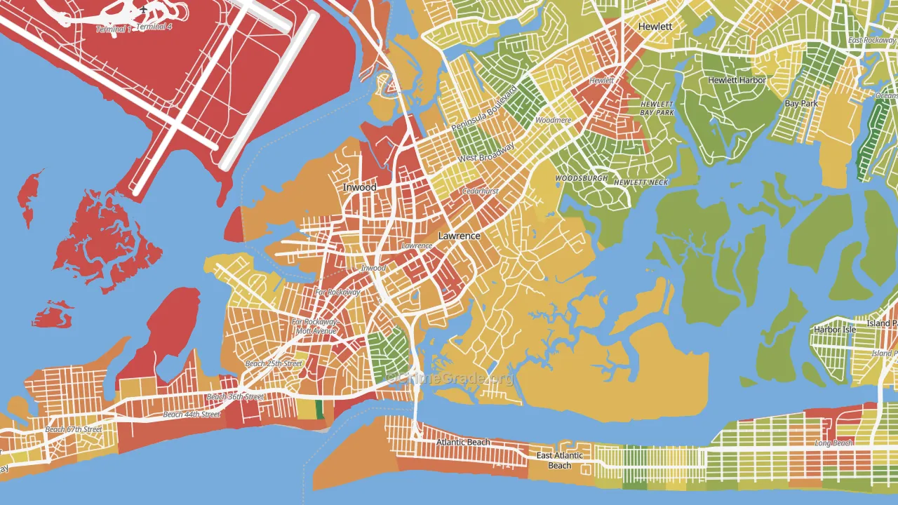 Lawrence, NY Map of Assault Rates