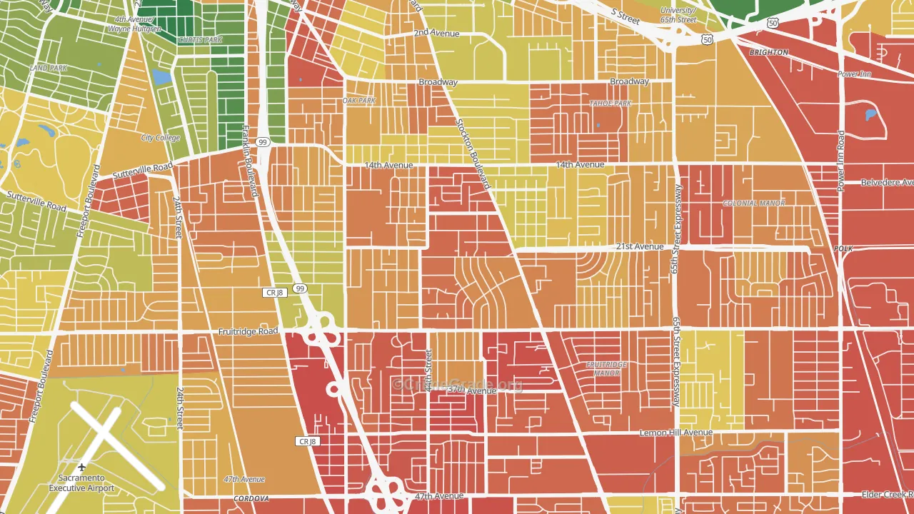 Lawrence Park, Sacramento, CA Map of Assault Rates