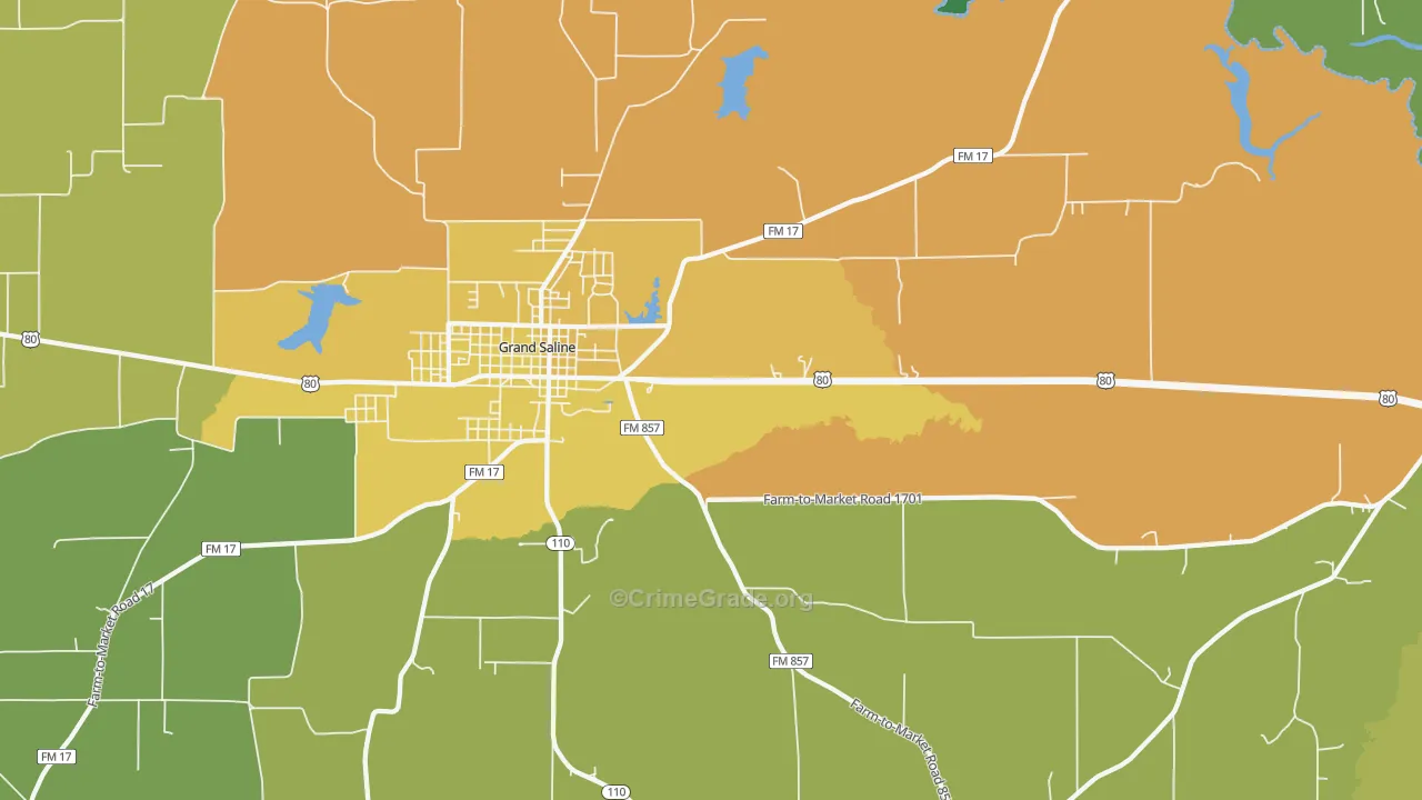 Lawrence Springs, TX Map of Assault Rates