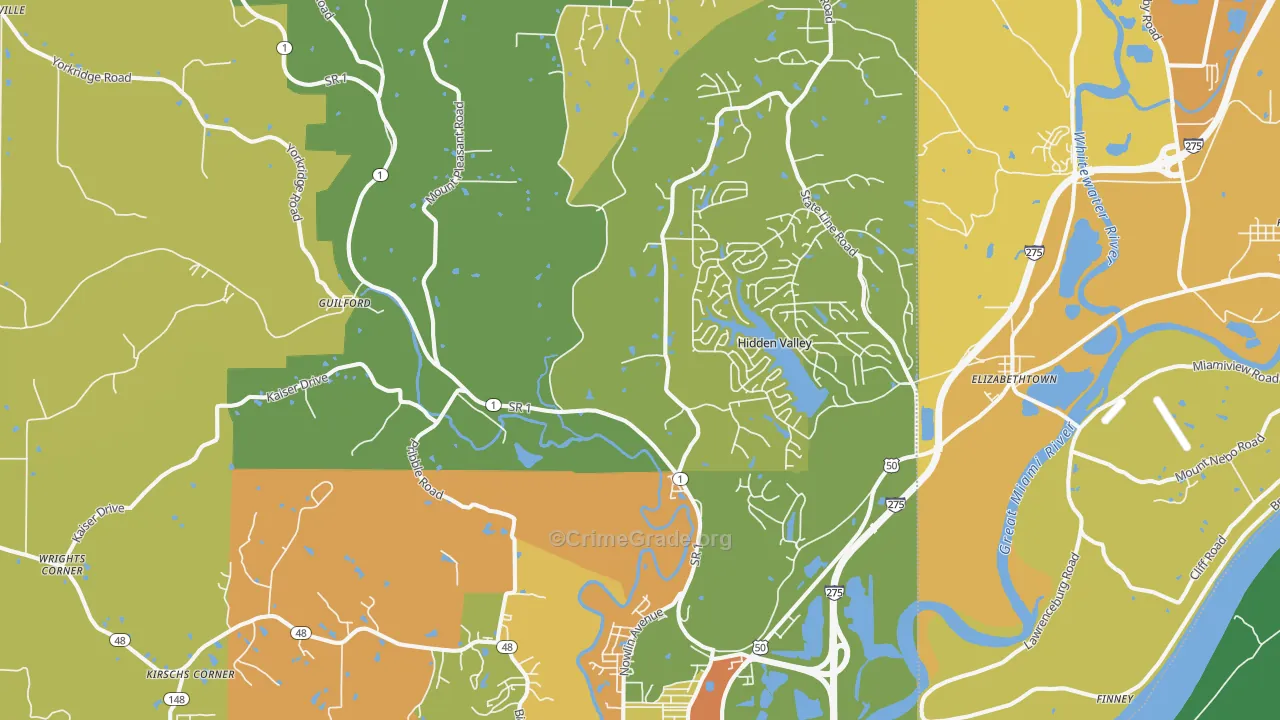 Lawrenceburg, IN Map of Assault Rates