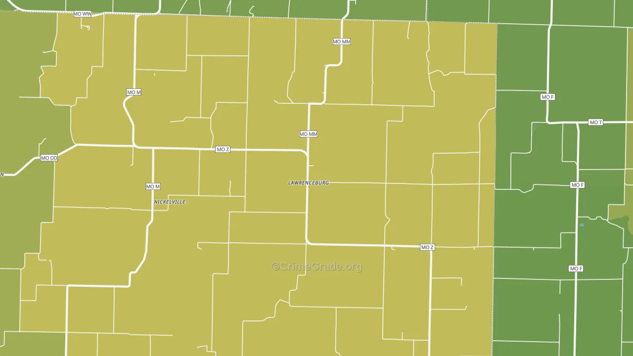 Lawrenceburg, MO Map of Assault Rates
