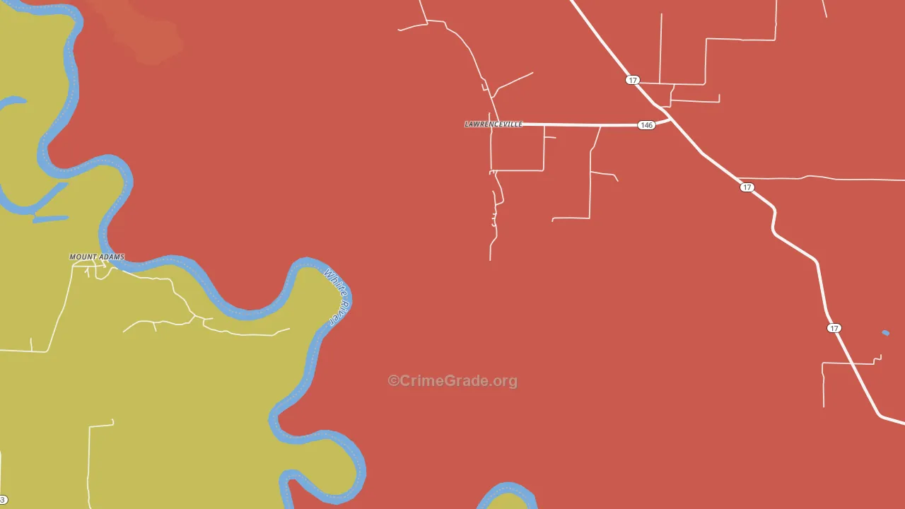 Lawrenceville, AR Map of Assault Rates
