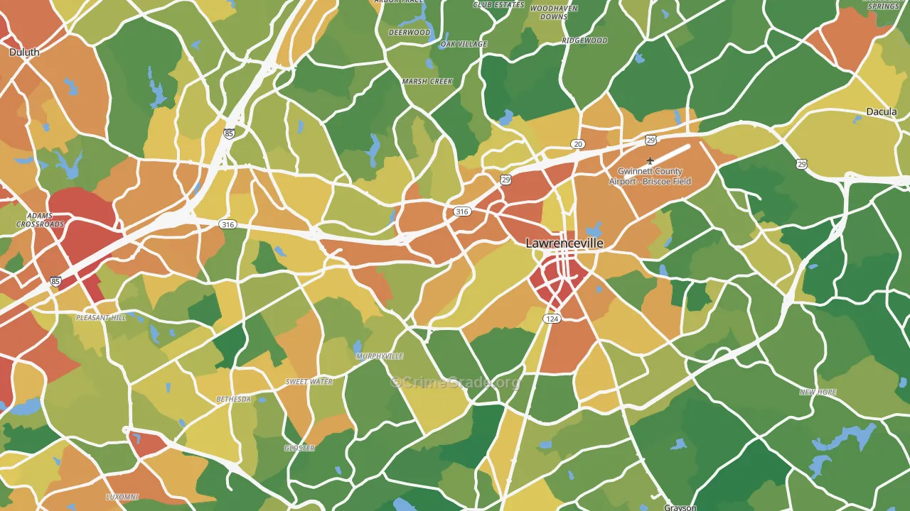 Lawrenceville, GA Map of Assault Rates