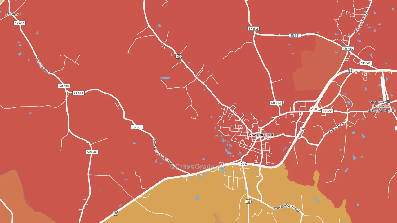 Lawrenceville Hills, VA Map of Assault Rates