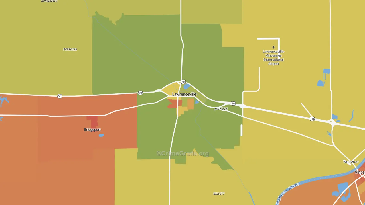 Lawrenceville, IL Map of Assault Rates