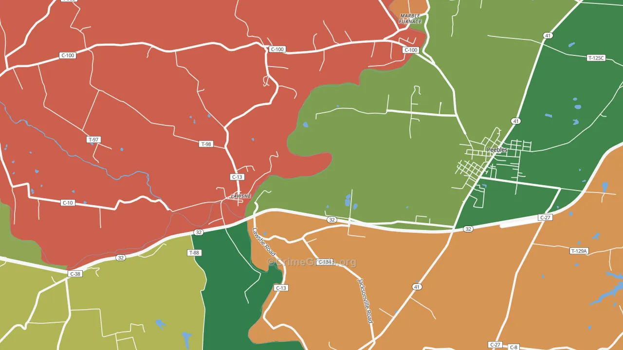 Lawshe, OH Map of Assault Rates