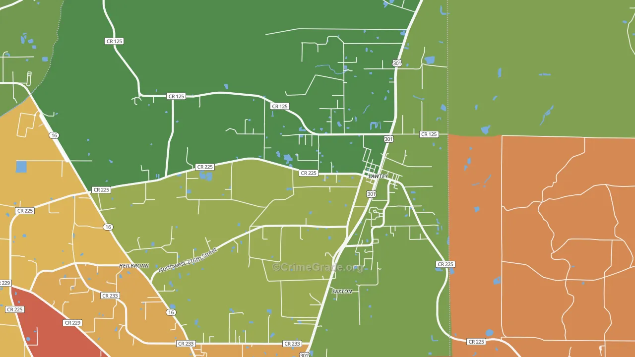Lawtey, FL Map of Assault Rates