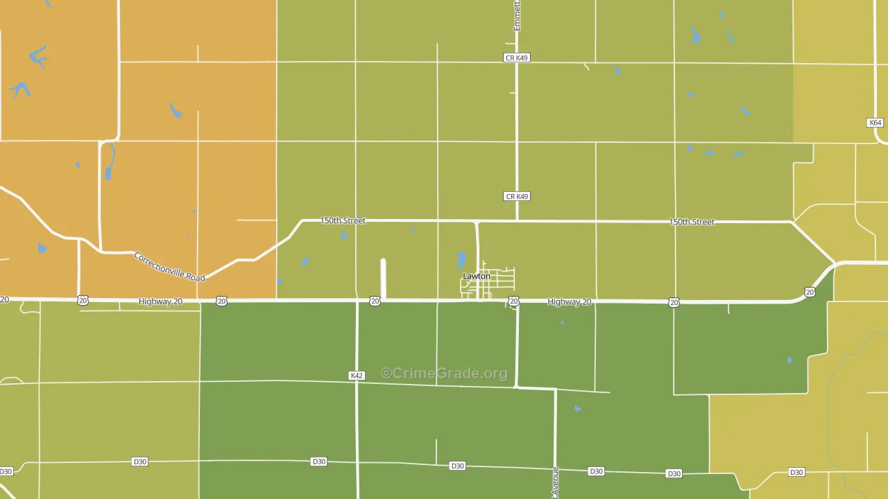 Lawton, IA Map of Assault Rates