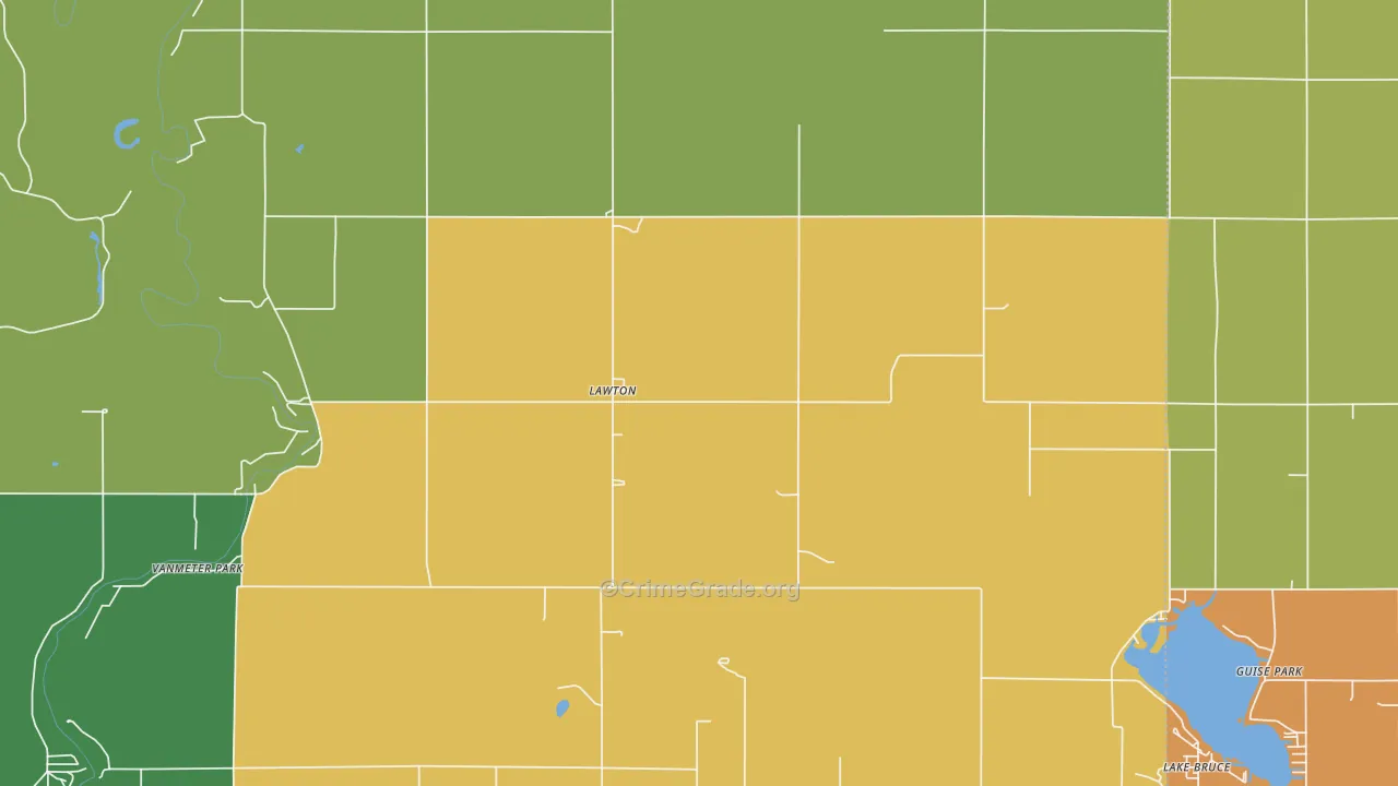 Lawton, IN Map of Assault Rates