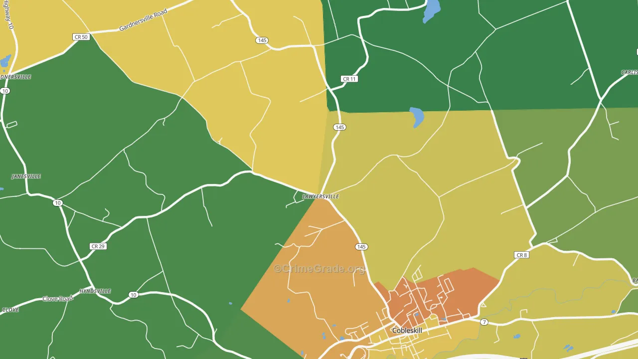 Lawyersville, NY Map of Assault Rates