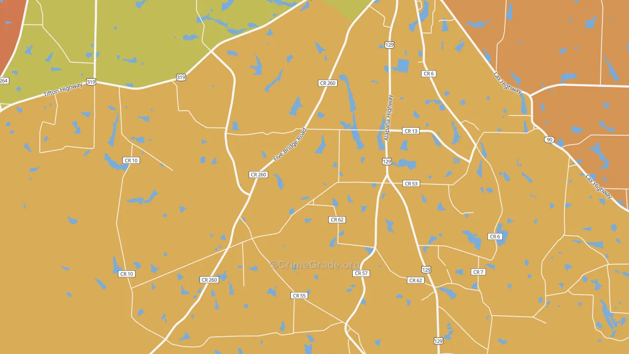 Lax, GA Map of Assault Rates
