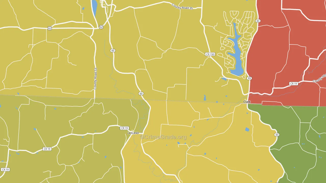 Layland, OH Map of Assault Rates