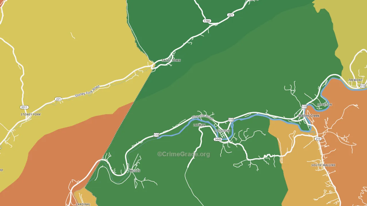 Layman, KY Map of Assault Rates