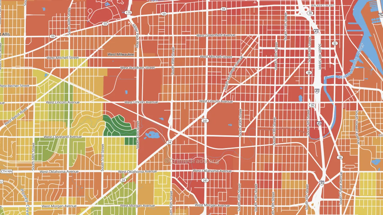 Layton Park, Milwaukee, WI Map of Assault Rates