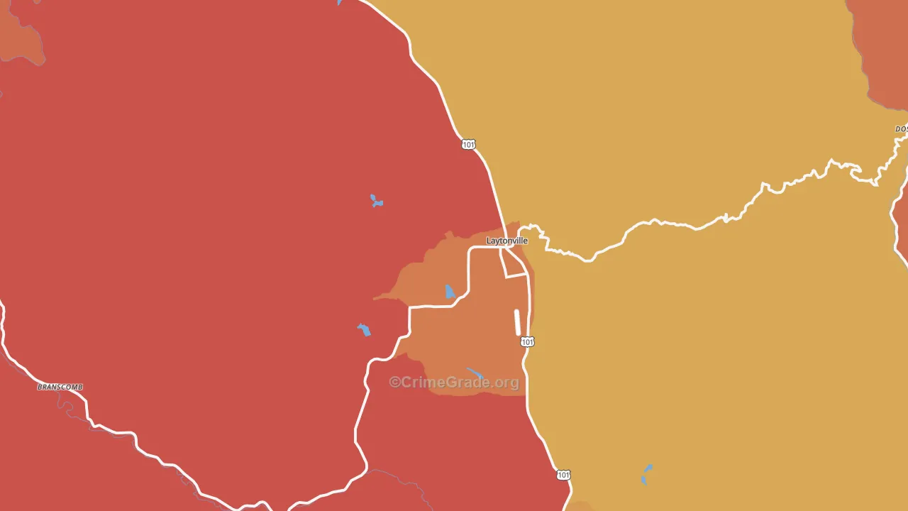 Laytonville, CA Map of Assault Rates