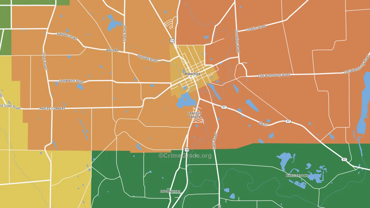 Le Boeuf Gardens, PA Map of Assault Rates