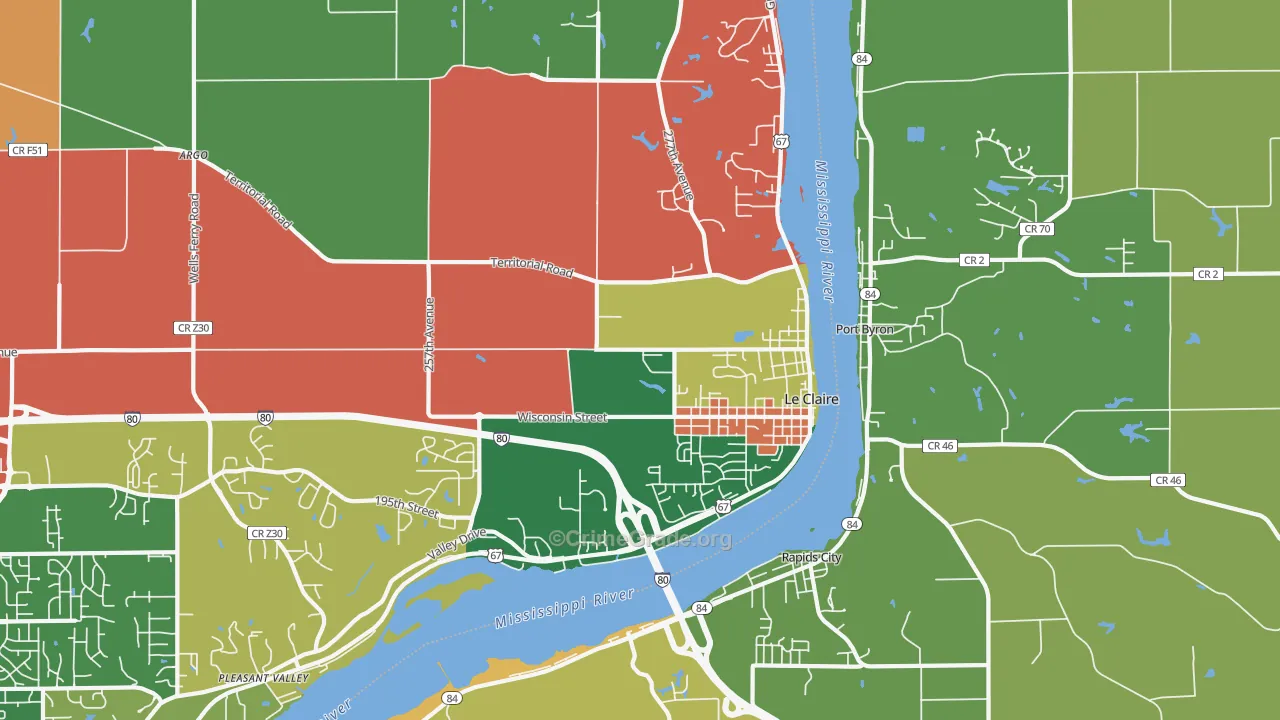 Le Claire, IA Map of Assault Rates