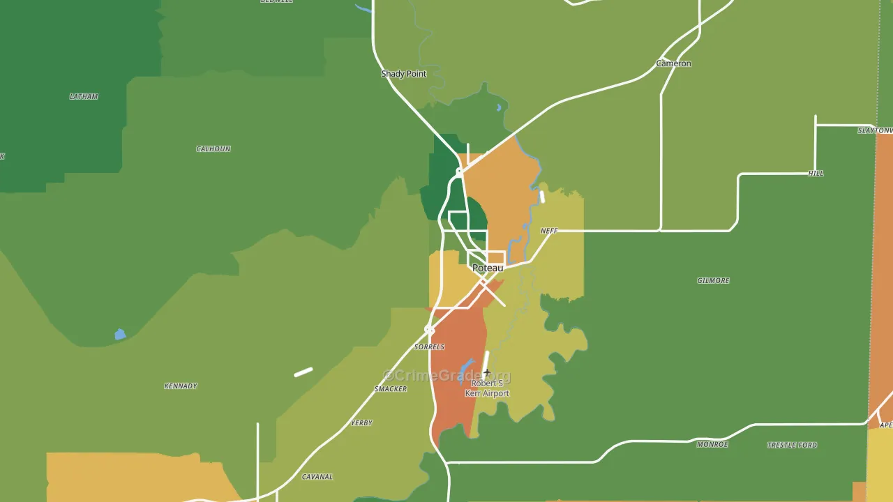 Le Flore County, OK Map of Assault Rates