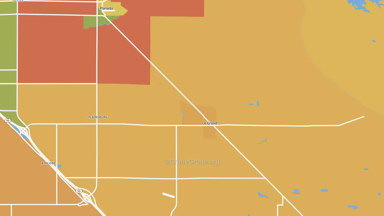 Le Grand, CA Map of Assault Rates
