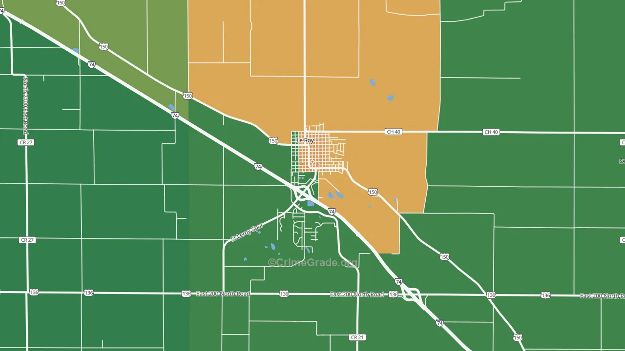 Le Roy, IL Map of Assault Rates