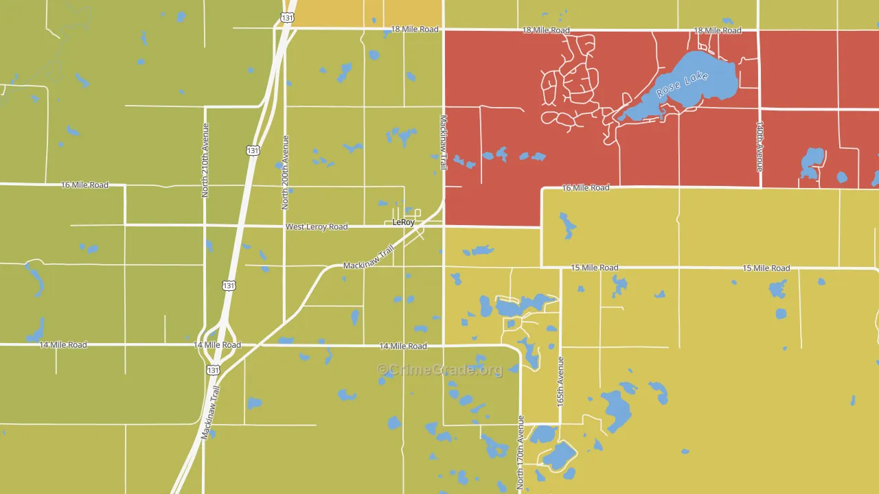 Le Roy, MI Map of Assault Rates