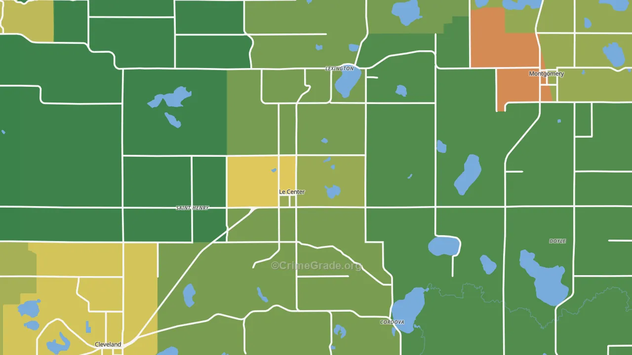 Le Sueur County, MN Map of Assault Rates