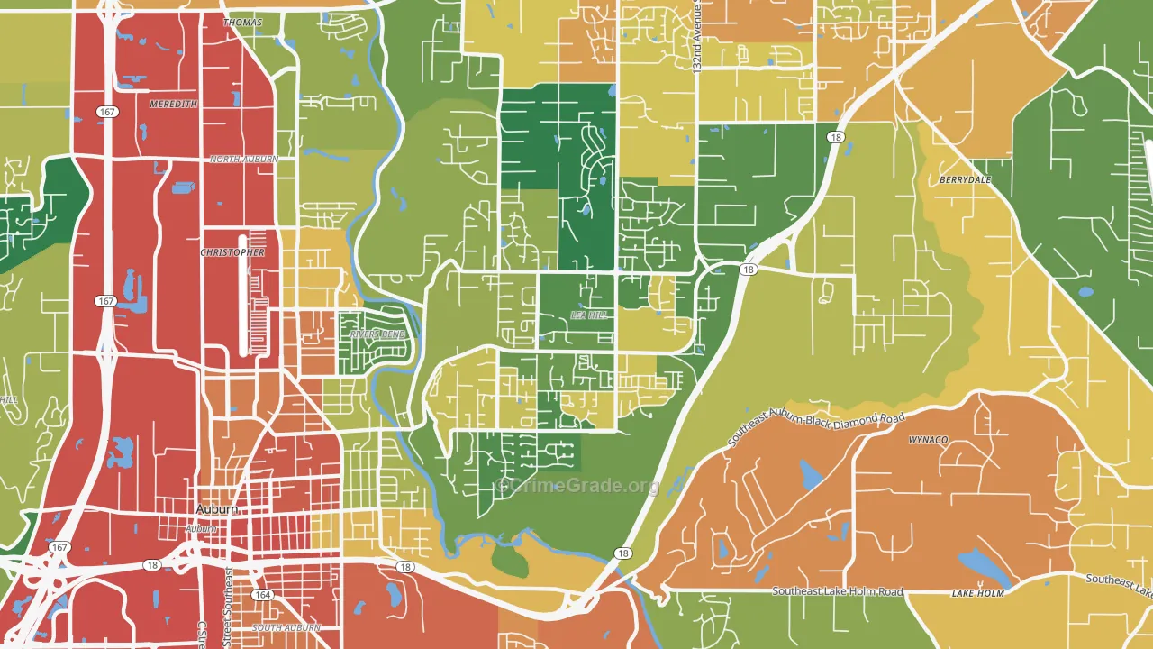 Lea Hill, Auburn, WA Map of Assault Rates