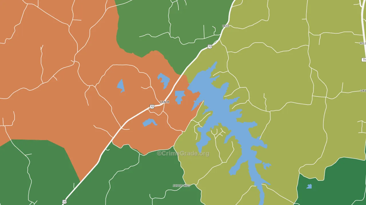 Leach, TN Map of Assault Rates