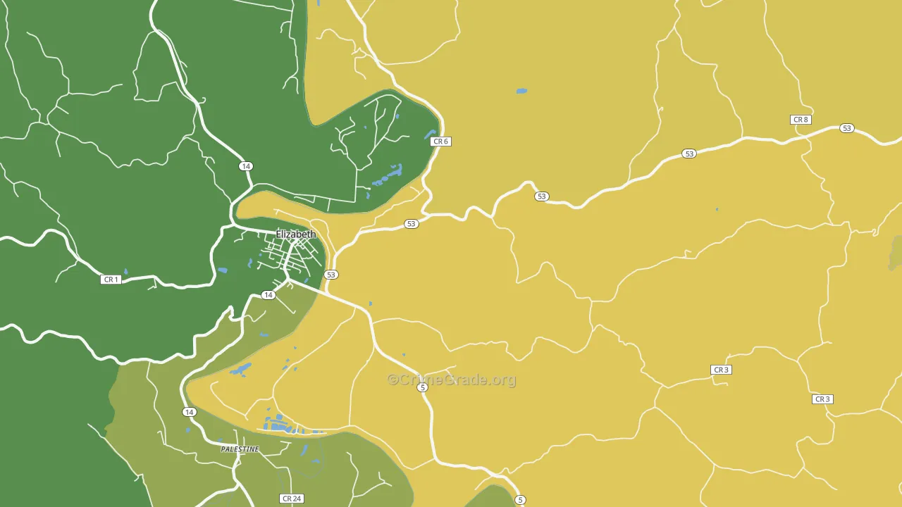 Leachtown, WV Map of Assault Rates
