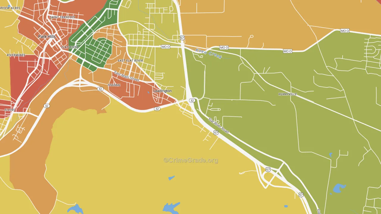 Leadington, MO Map of Assault Rates