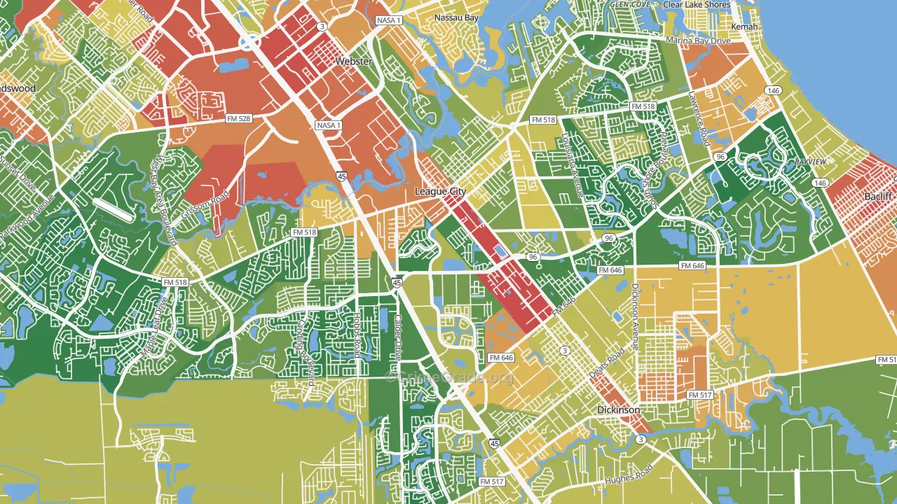 League City, TX Map of Assault Rates