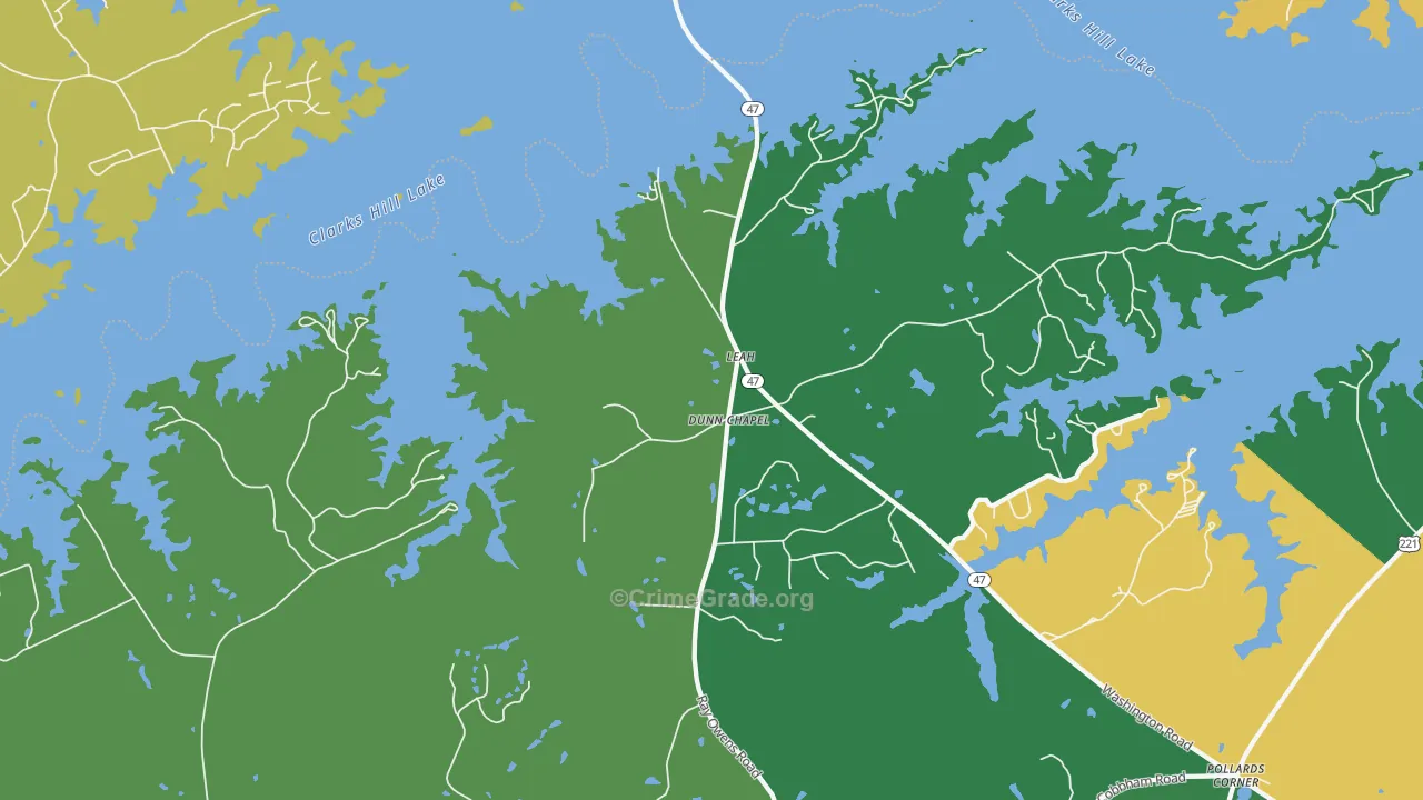 Leah, GA Map of Assault Rates