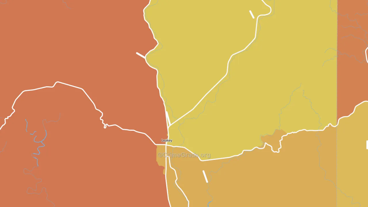 Leakey, TX Map of Assault Rates