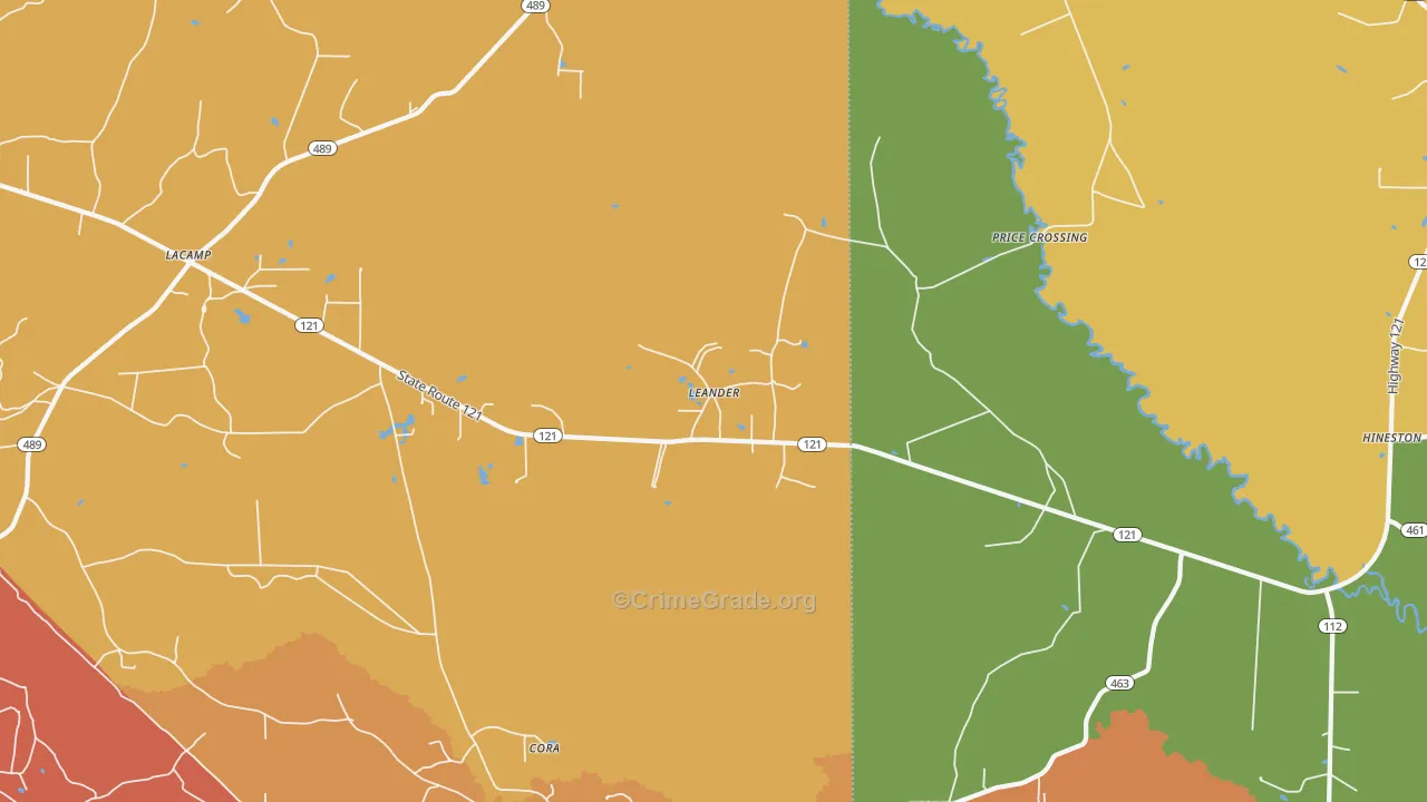 Leander, LA Map of Assault Rates