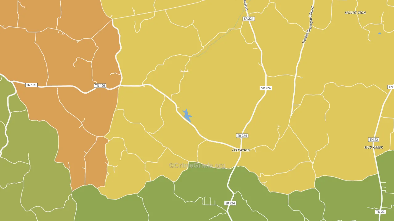 Leapwood, TN Map of Assault Rates