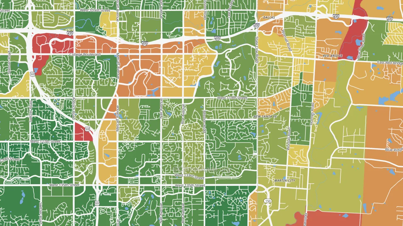 Leawood, KS Map of Assault Rates
