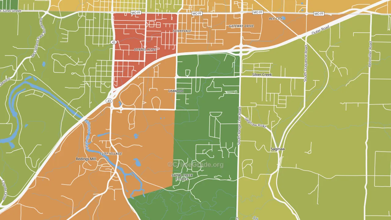 Leawood, MO Map of Assault Rates