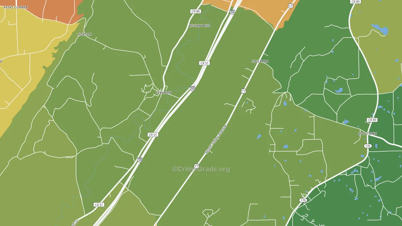 Lebanon, AL Map of Assault Rates