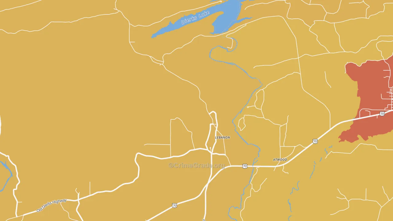 Lebanon, AR Map of Assault Rates