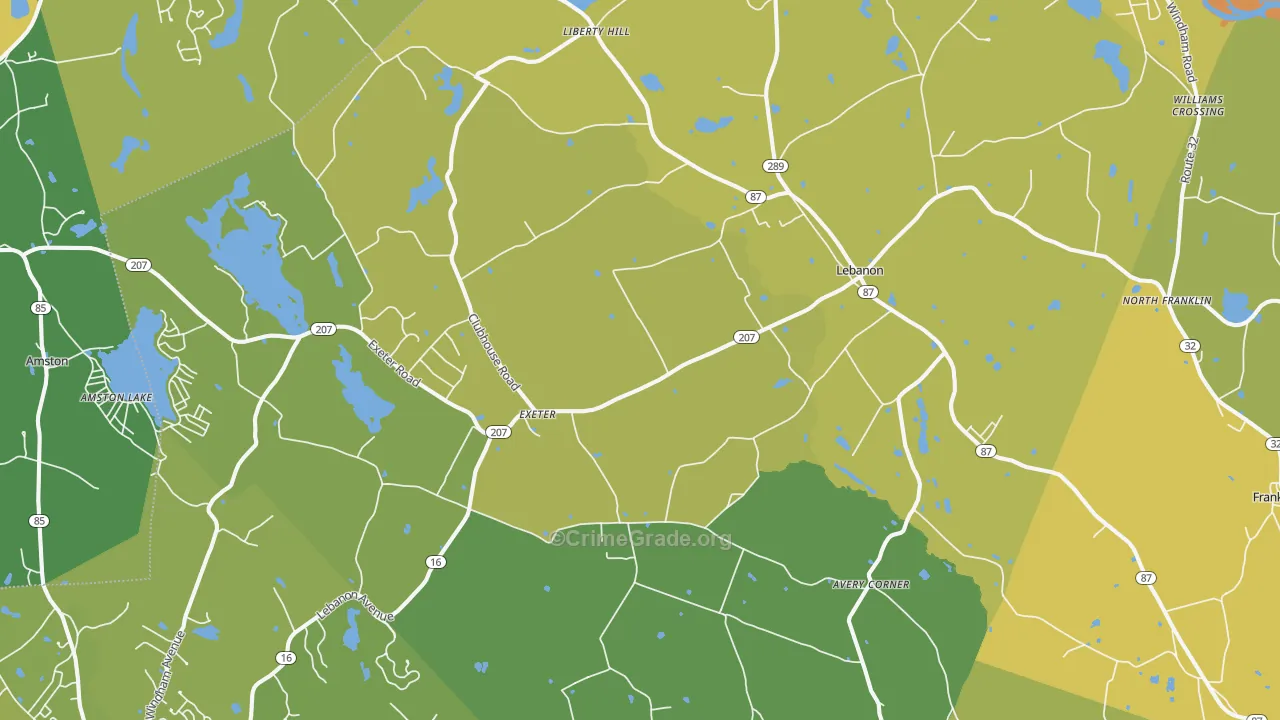 Lebanon, CT Map of Assault Rates