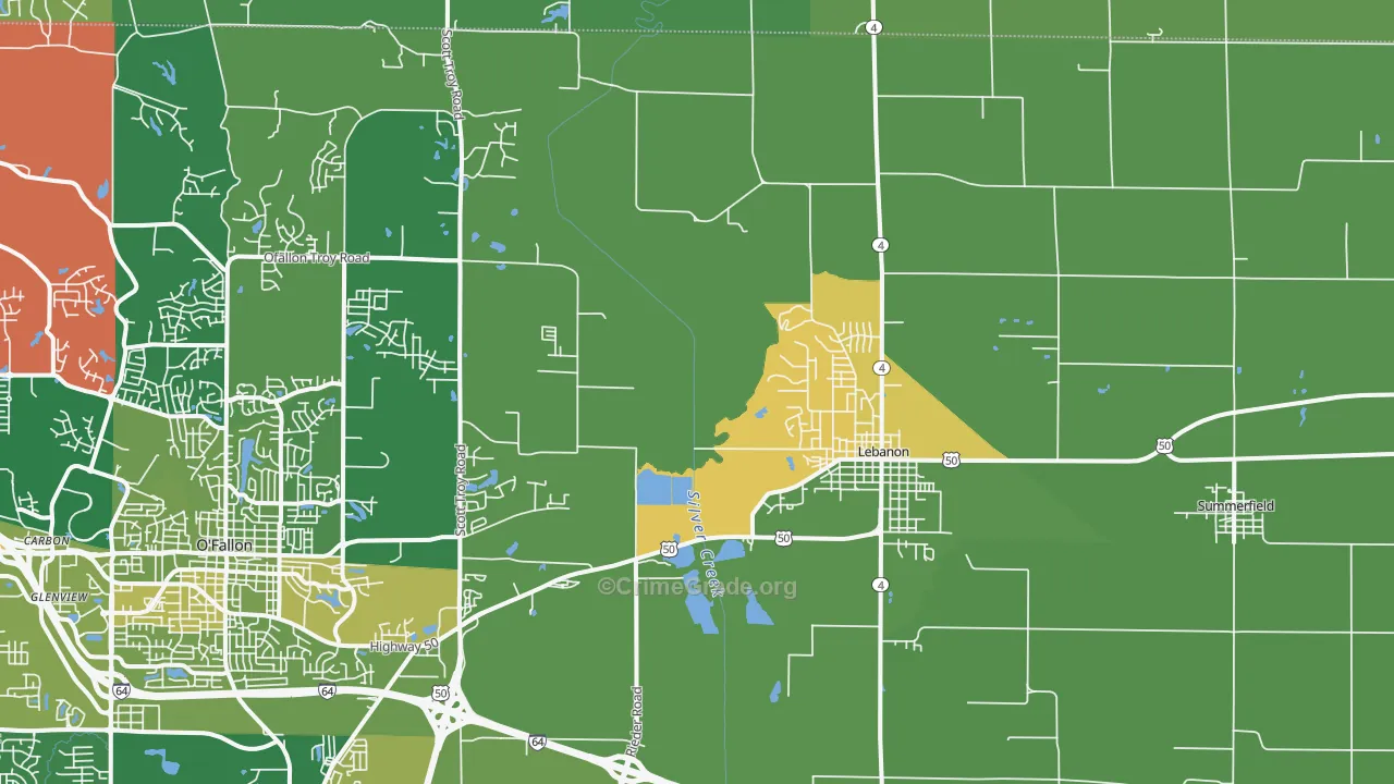Lebanon, IL Map of Assault Rates