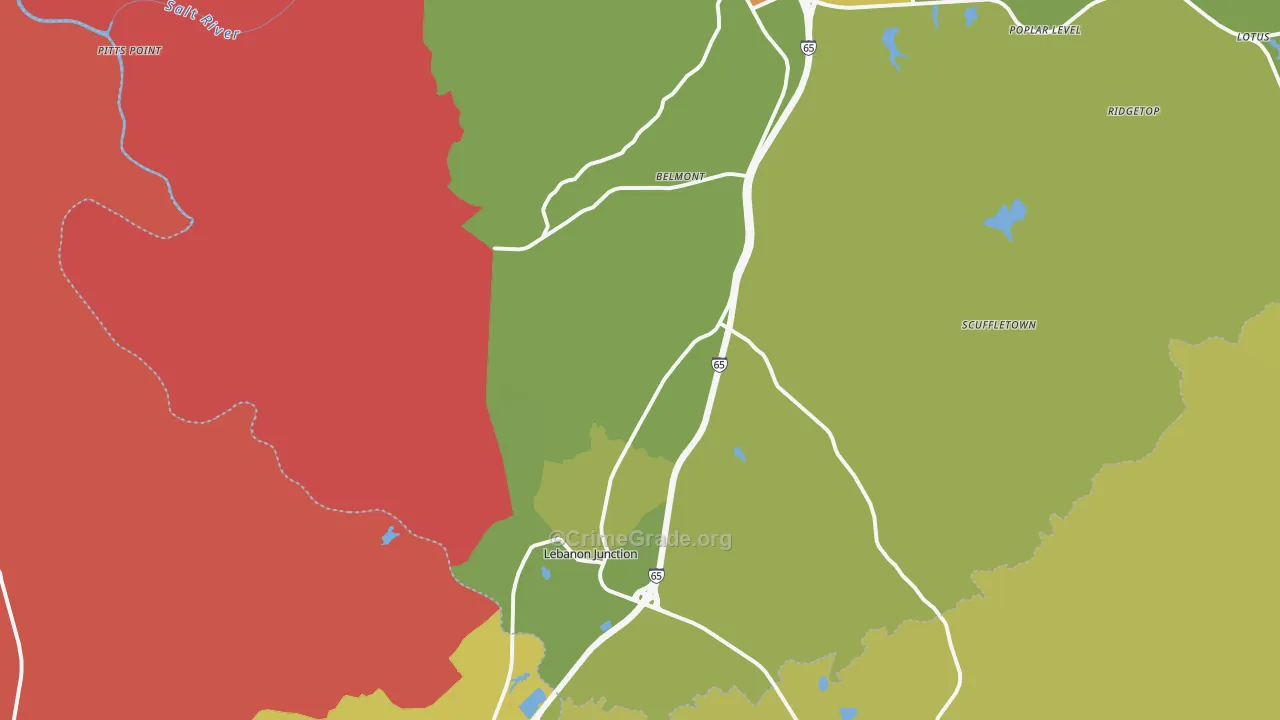 Lebanon Junction, KY Map of Assault Rates