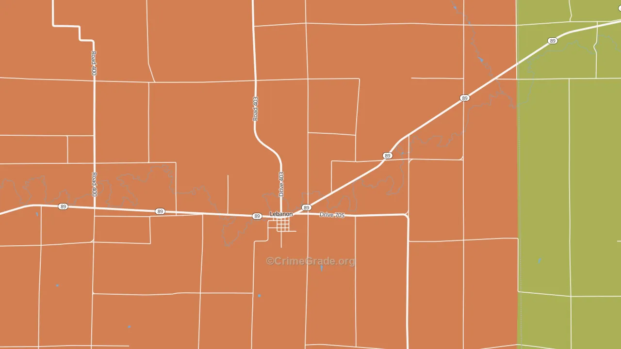 Lebanon, NE Map of Assault Rates