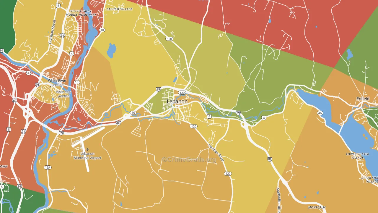Lebanon, NH Map of Assault Rates