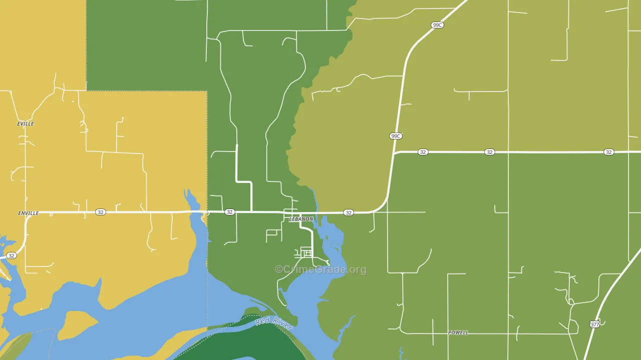 Lebanon, OK Map of Assault Rates