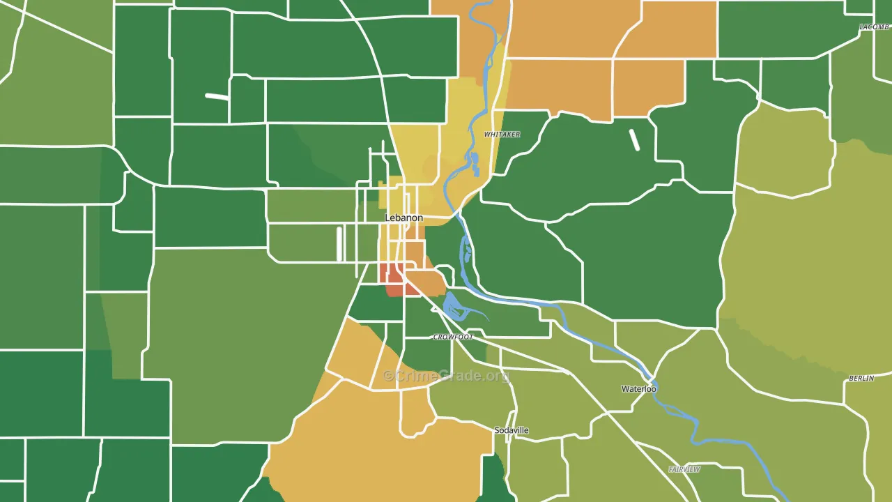Lebanon, OR Map of Assault Rates