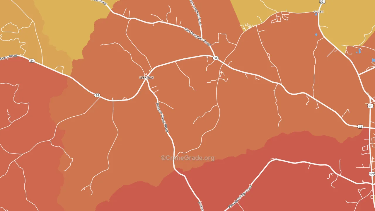 Lebanon, SC Map of Assault Rates