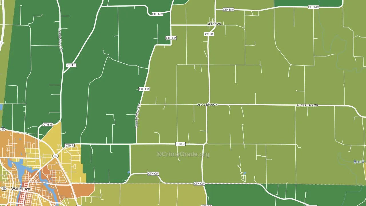 Lebanon, WI Map of Assault Rates